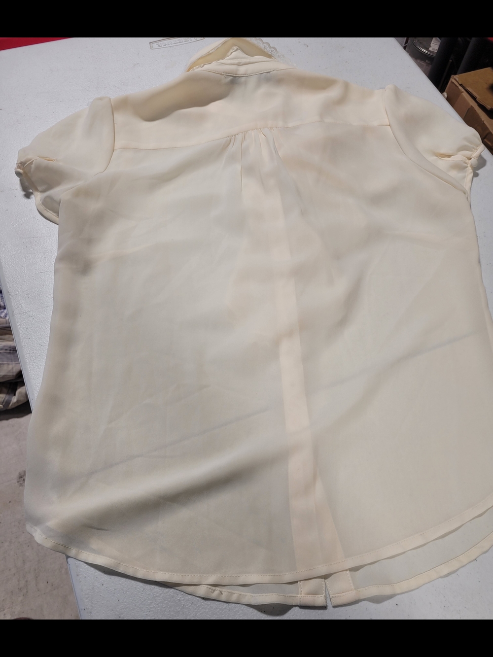 Forever 21 Ivory Ruffle-Front Short Sleeve Blouse - Picture 3 of 3